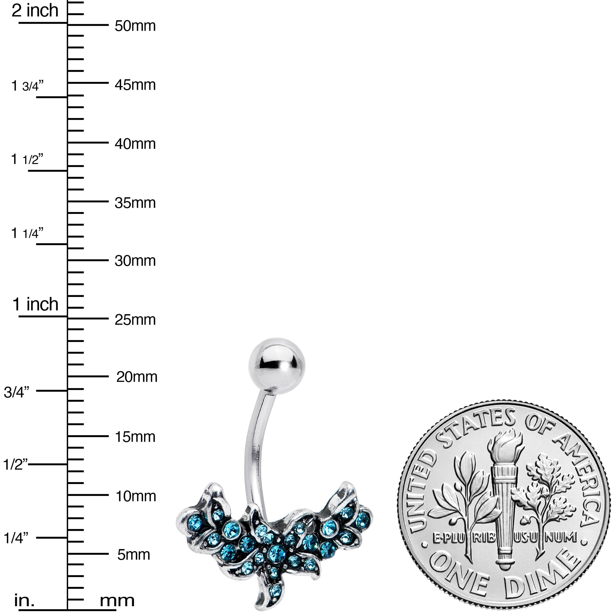 BodyCandy Blue Gem Flower Garland Belly Ring — lifestyle context