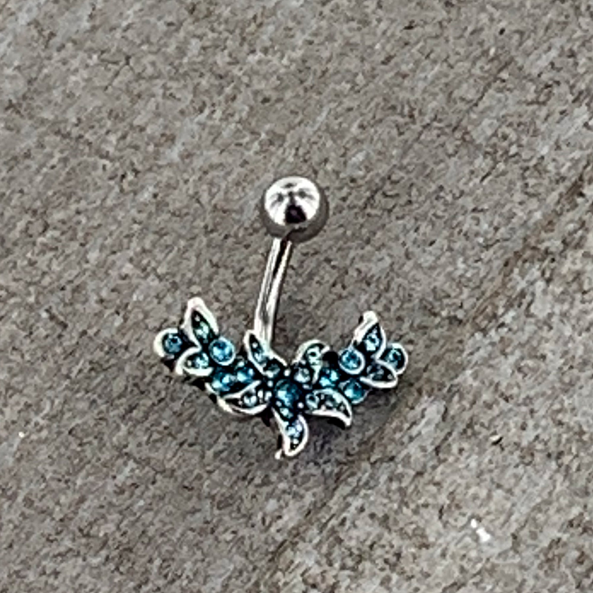BodyCandy Blue Gem Flower Garland Belly Ring — alternative angle