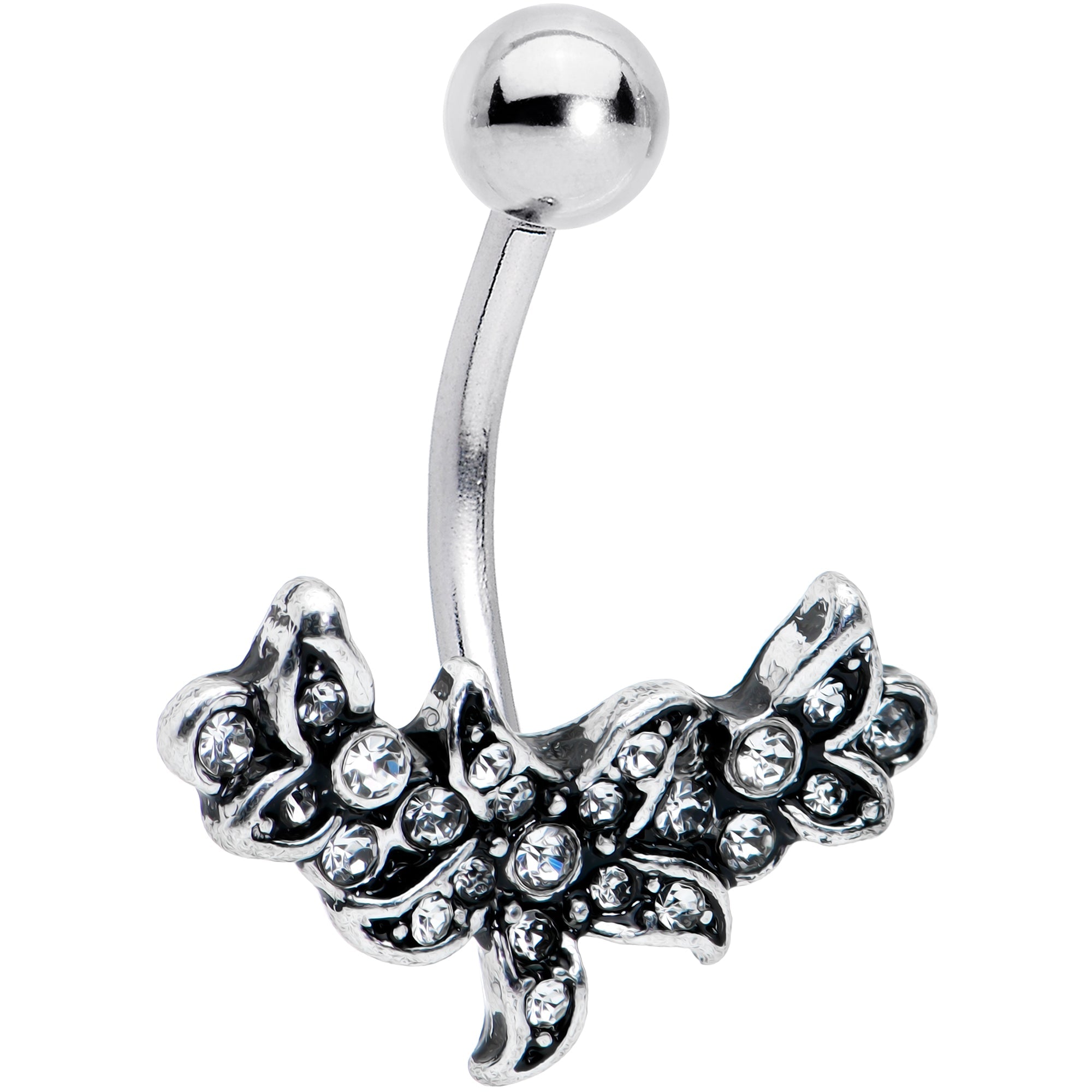 BodyCandy Clear Gem Flower Garland Belly Ring — main product shot