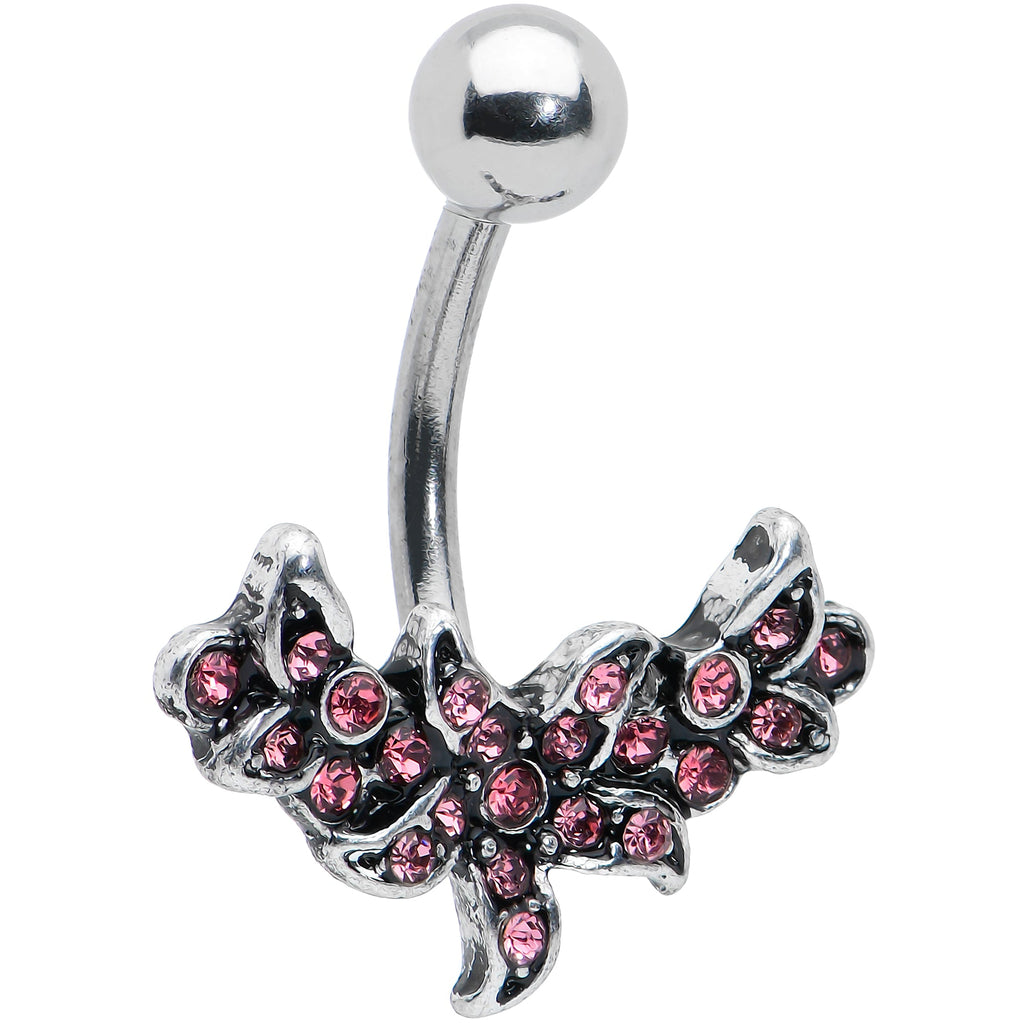 BodyCandy Pink Gem Flower Garland Belly Ring — main product shot