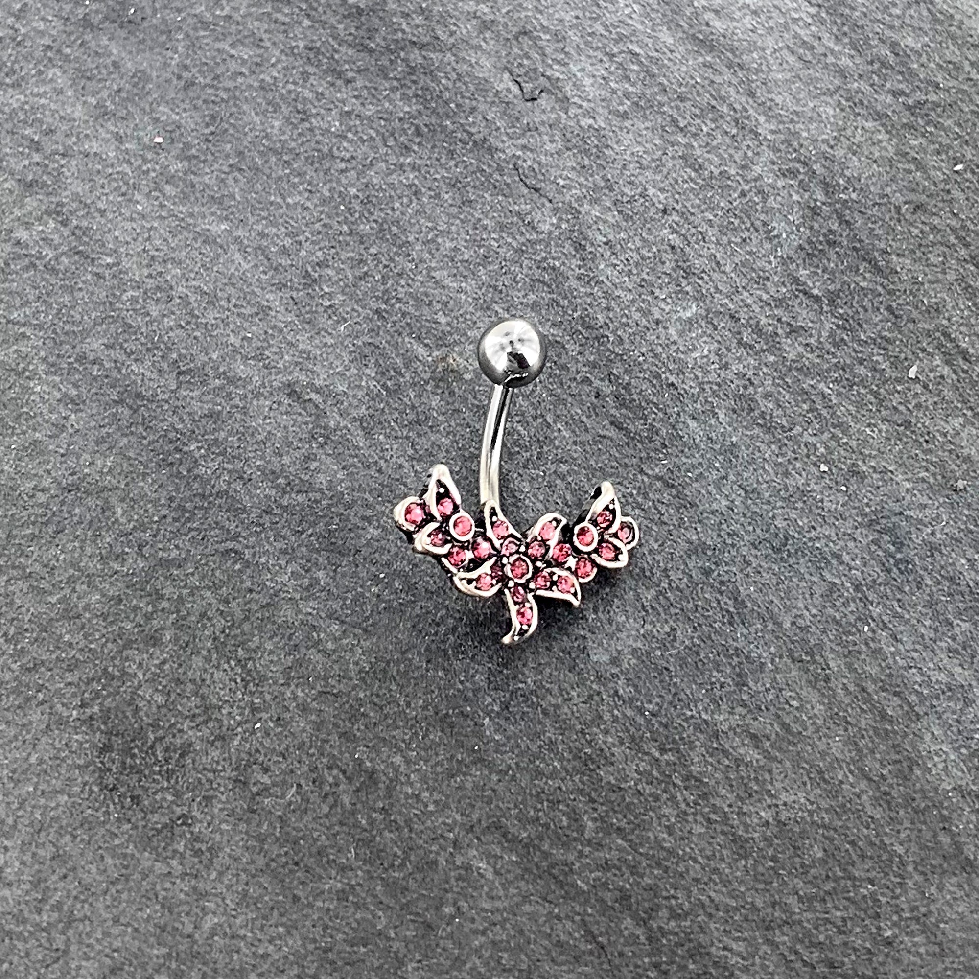BodyCandy Pink Gem Flower Garland Belly Ring — alternative angle