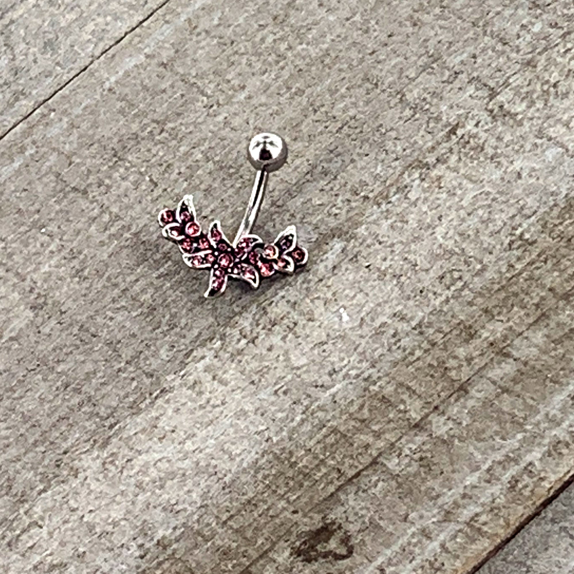 BodyCandy Pink Gem Flower Garland Belly Ring — size reference