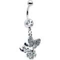 BodyCandy Clear Gem Butterflies Tiny Flower Dangle Belly Ring — main product shot