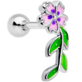 BodyCandy 16G 1/4 Pink Purple Long Flower Cartilage Tragus Earring — main product shot
