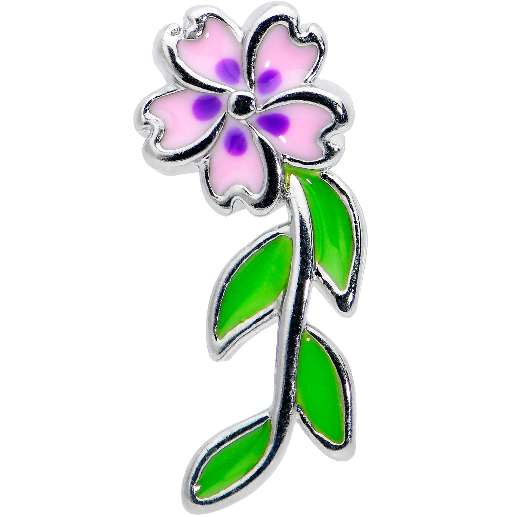BodyCandy 16G 1/4 Pink Purple Long Flower Cartilage Tragus Earring — detail close-up