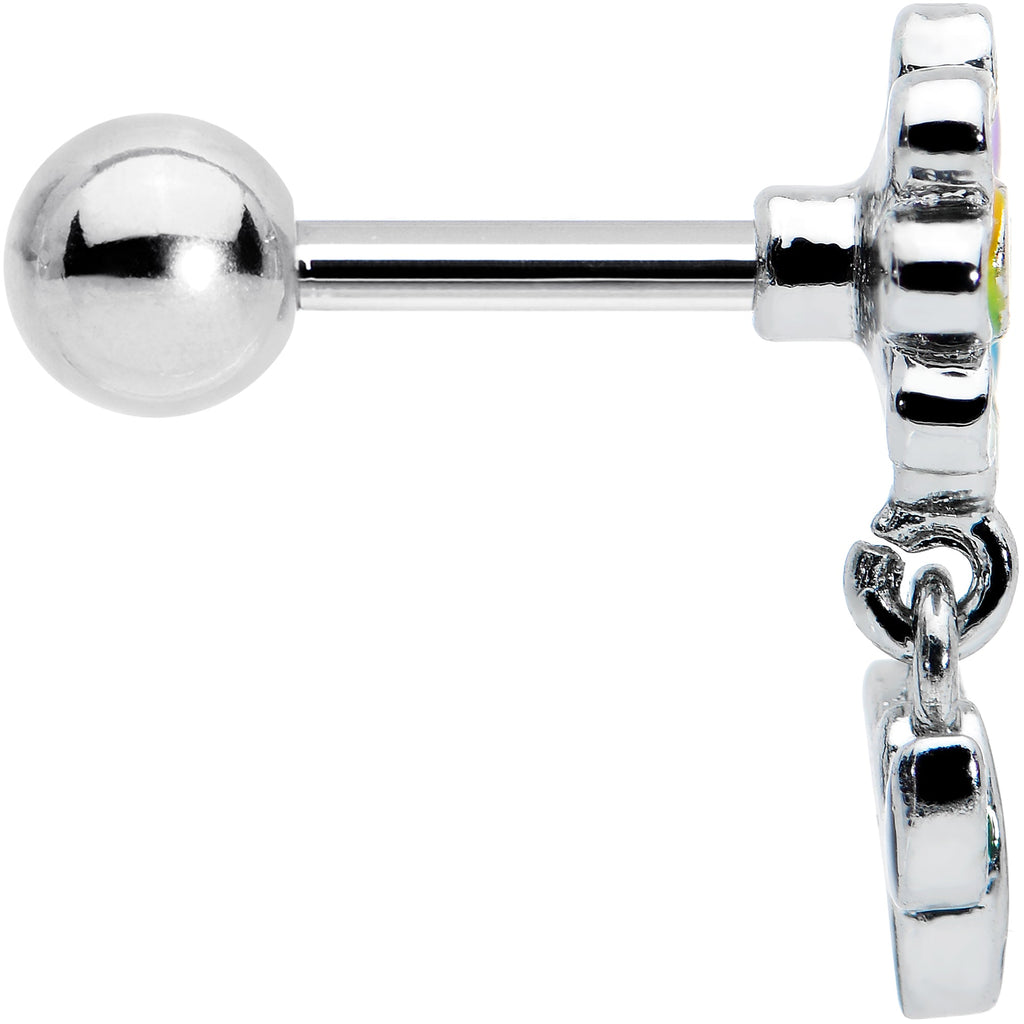 BodyCandy 16G 1/4 Clear Gem Pride Rainbow Flower Dangle Cartilage Tragus — lifestyle context