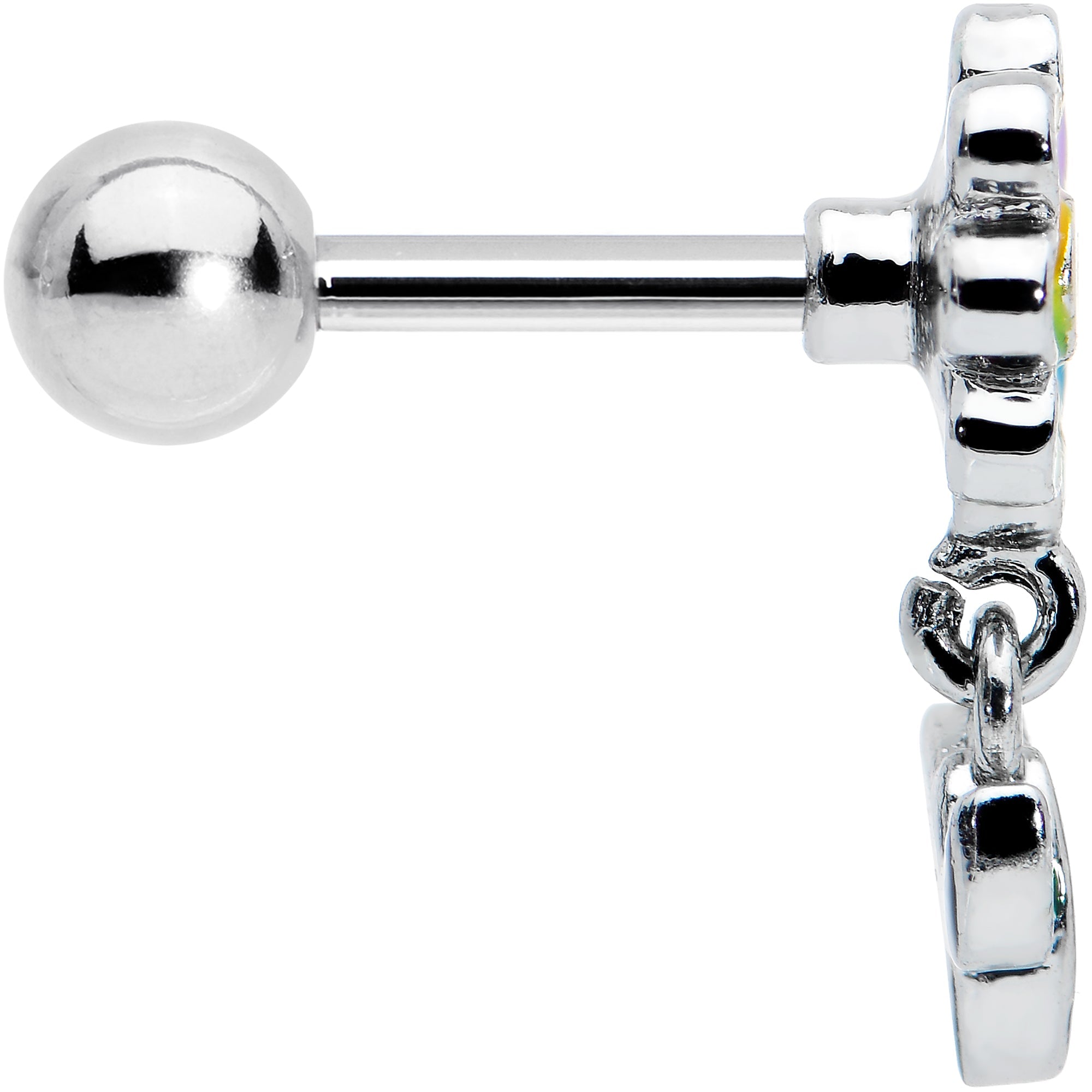 BodyCandy 16G 1/4 Clear Gem Pride Rainbow Flower Dangle Cartilage Tragus — lifestyle context