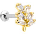 BodyCandy 16G 1/4 Clear CZ Gem Leafy Golden Branch Threadless Labret Tragus — main product shot
