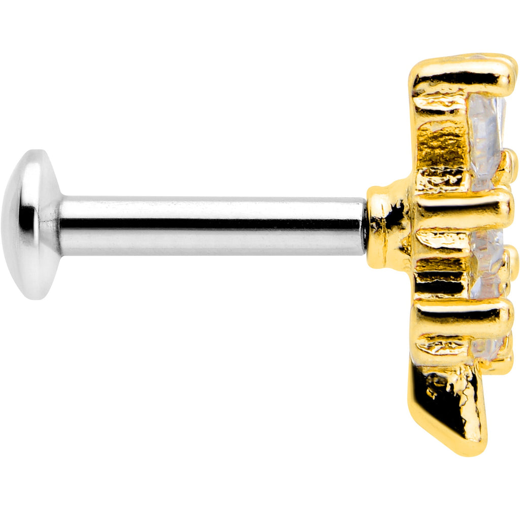 BodyCandy 16G 1/4 Clear CZ Gem Leafy Golden Branch Threadless Labret Tragus — lifestyle context