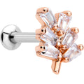 BodyCandy 16G 1/4 Clear CZ Gem Leafy Rosy Branch Threadless Labret Tragus — main product shot