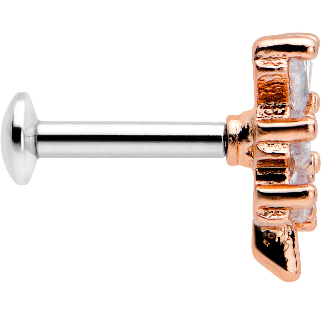 BodyCandy 16G 1/4 Clear CZ Gem Leafy Rosy Branch Threadless Labret Tragus — lifestyle context