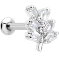 BodyCandy 16G 1/4 Clear CZ Gem Leafy Branch Threadless Labret Tragus — main product shot