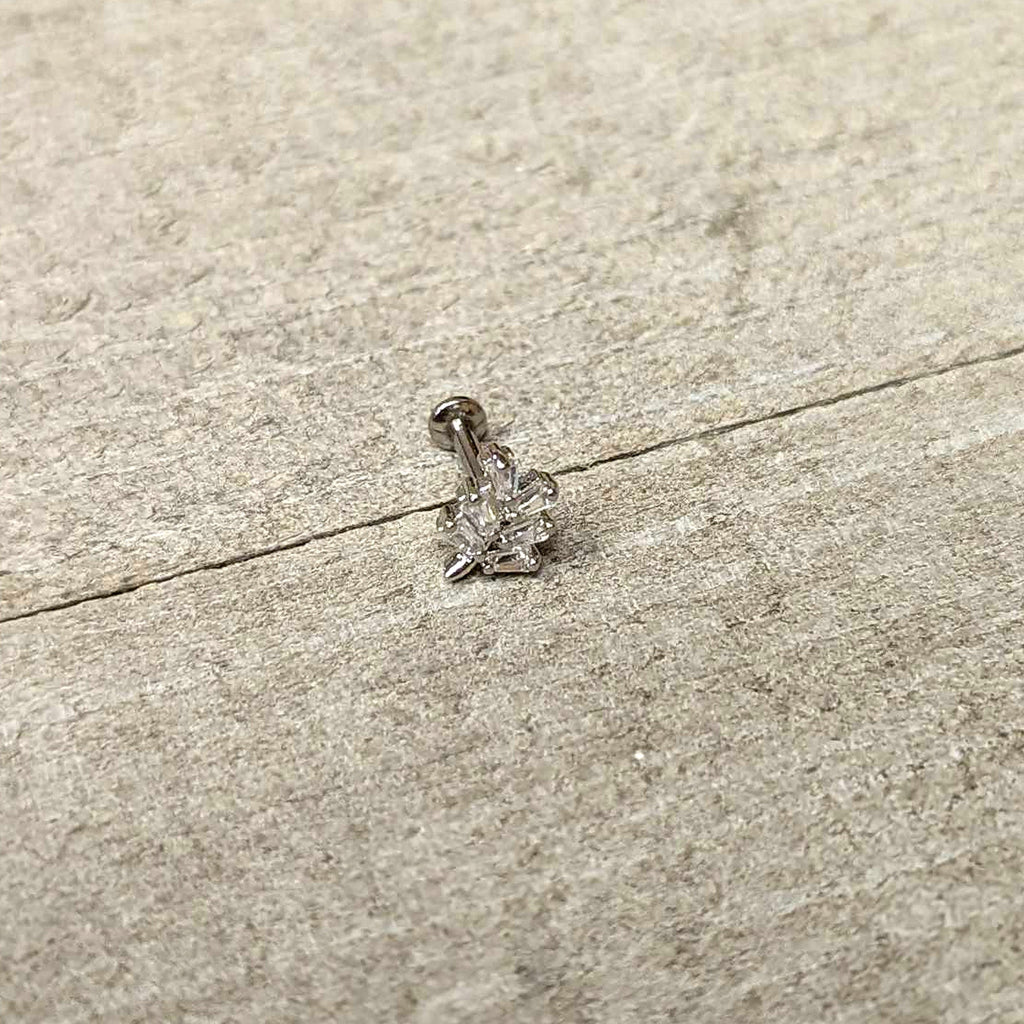 BodyCandy 16G 1/4 Clear CZ Gem Leafy Branch Threadless Labret Tragus — alternative angle