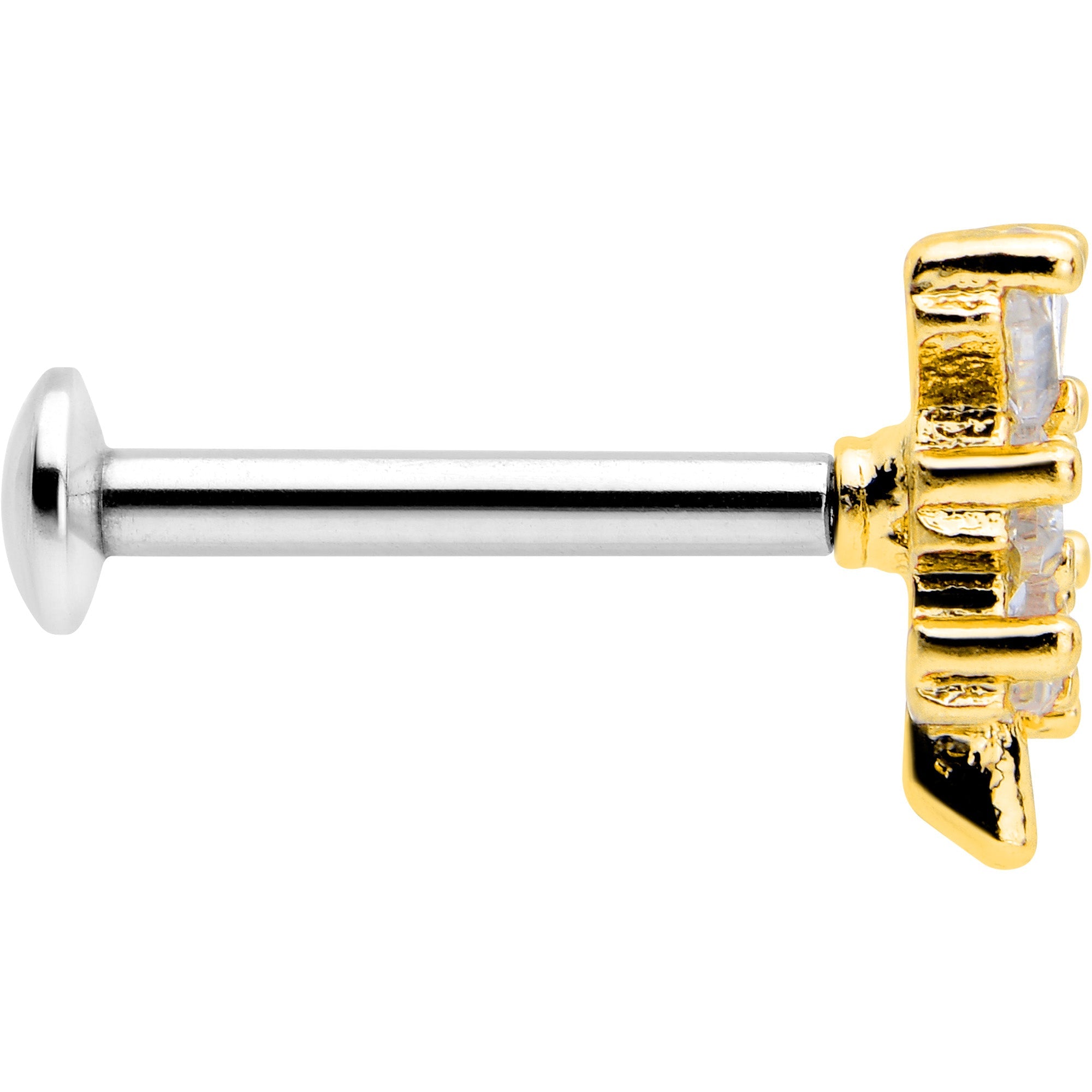 BodyCandy 16G 5/16 Clear CZ Gem Leafy Golden Branch Threadless Labret Tragus — lifestyle context