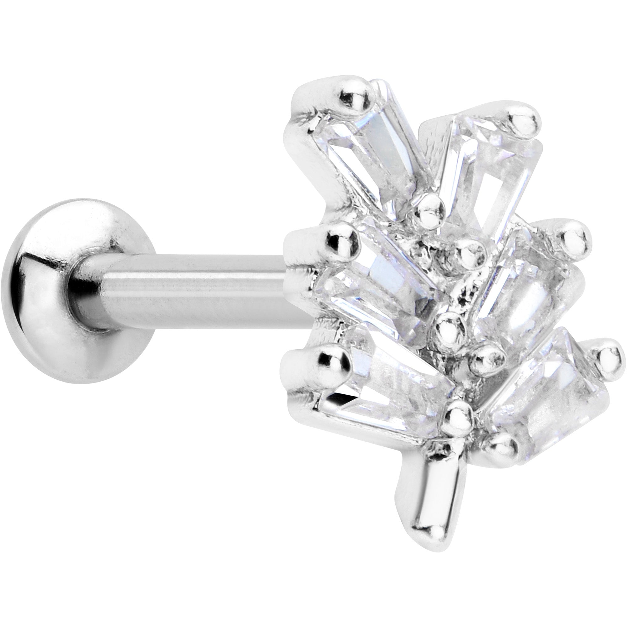BodyCandy 16G 5/16 Clear CZ Gem Leafy Branch Threadless Labret Monroe Tragus — main product shot