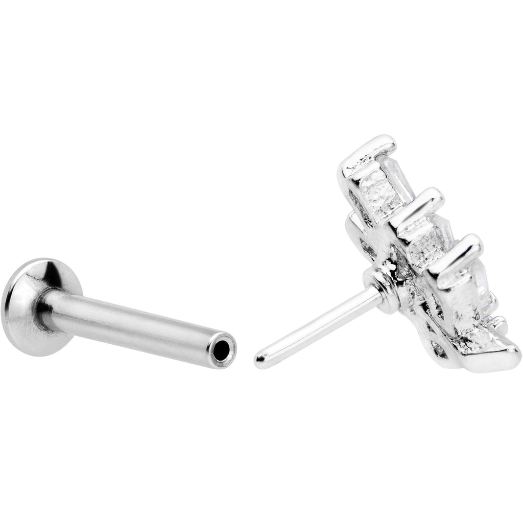 BodyCandy 16G 5/16 Clear CZ Gem Leafy Branch Threadless Labret Monroe Tragus — side view
