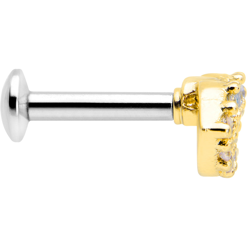 BodyCandy 16G 1/4 Clear CZ Gem Kissy Lips Golden Threadless Labret Tragus — lifestyle context