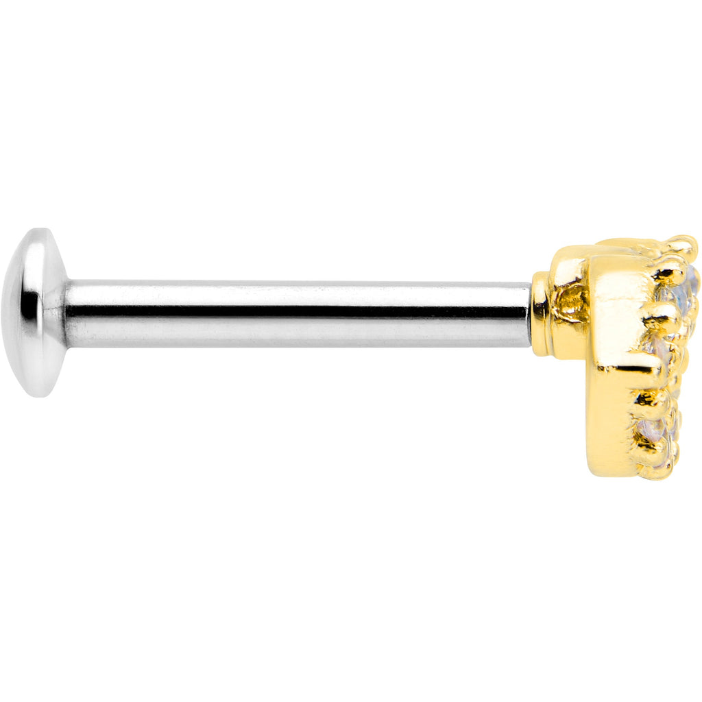 BodyCandy 16G 5/16 Clear CZ Gem Kissy Lips Golden Threadless Labret Tragus — lifestyle context
