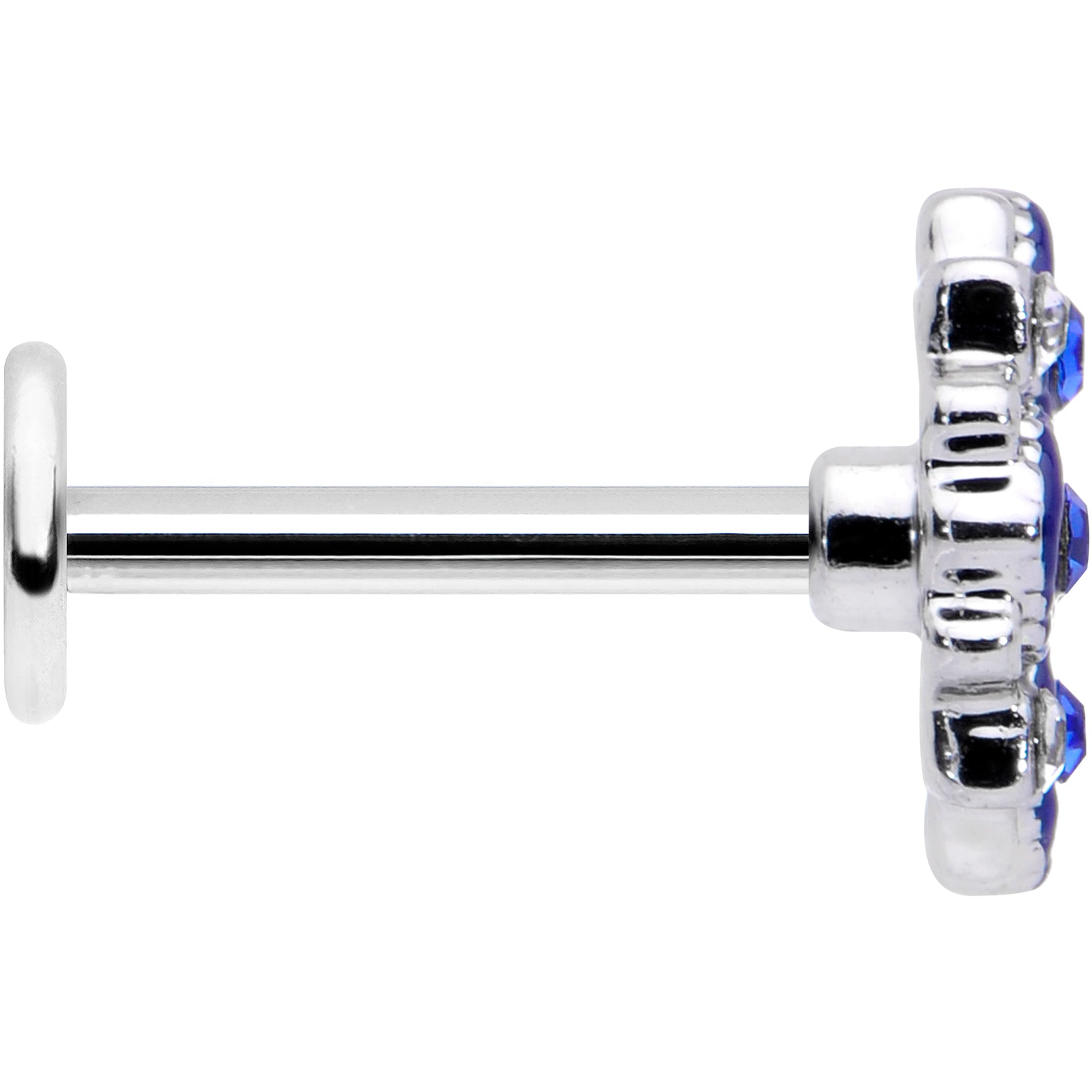 BodyCandy 16G 5/16 Blue Clear Gem Embellished Cross Labret Monroe Tragus — lifestyle context
