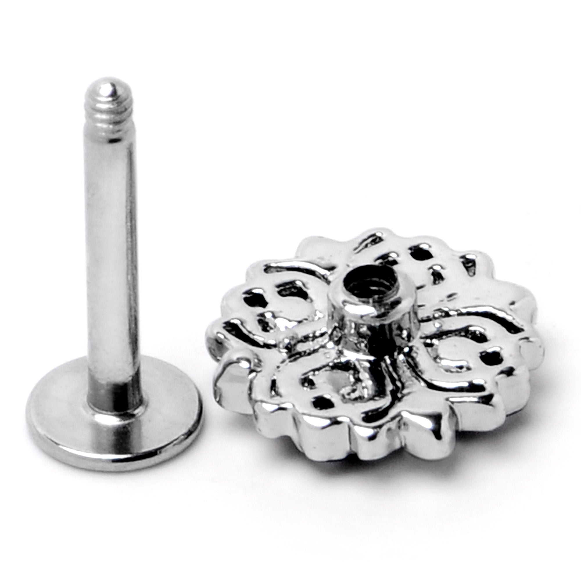 BodyCandy 16G 5/16 Blue Clear Gem Embellished Cross Labret Monroe Tragus — alternative angle