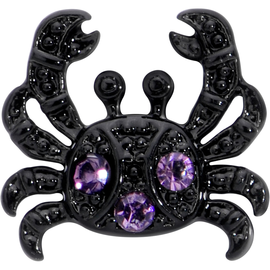BodyCandy 16G 5/16 Purple Gem Black Chic Crab Labret Monroe Tragus — detail close-up