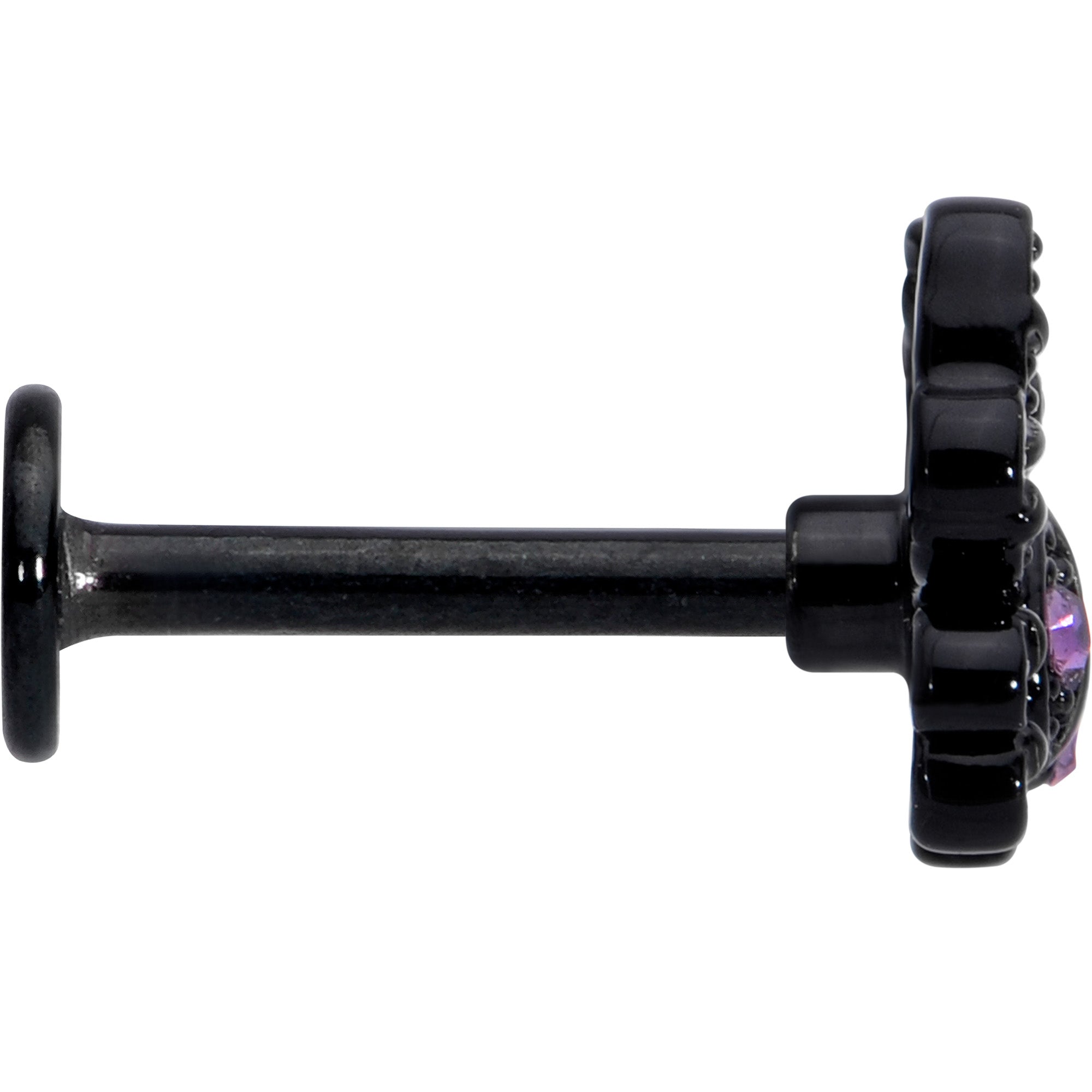BodyCandy 16G 5/16 Purple Gem Black Chic Crab Labret Monroe Tragus — lifestyle context