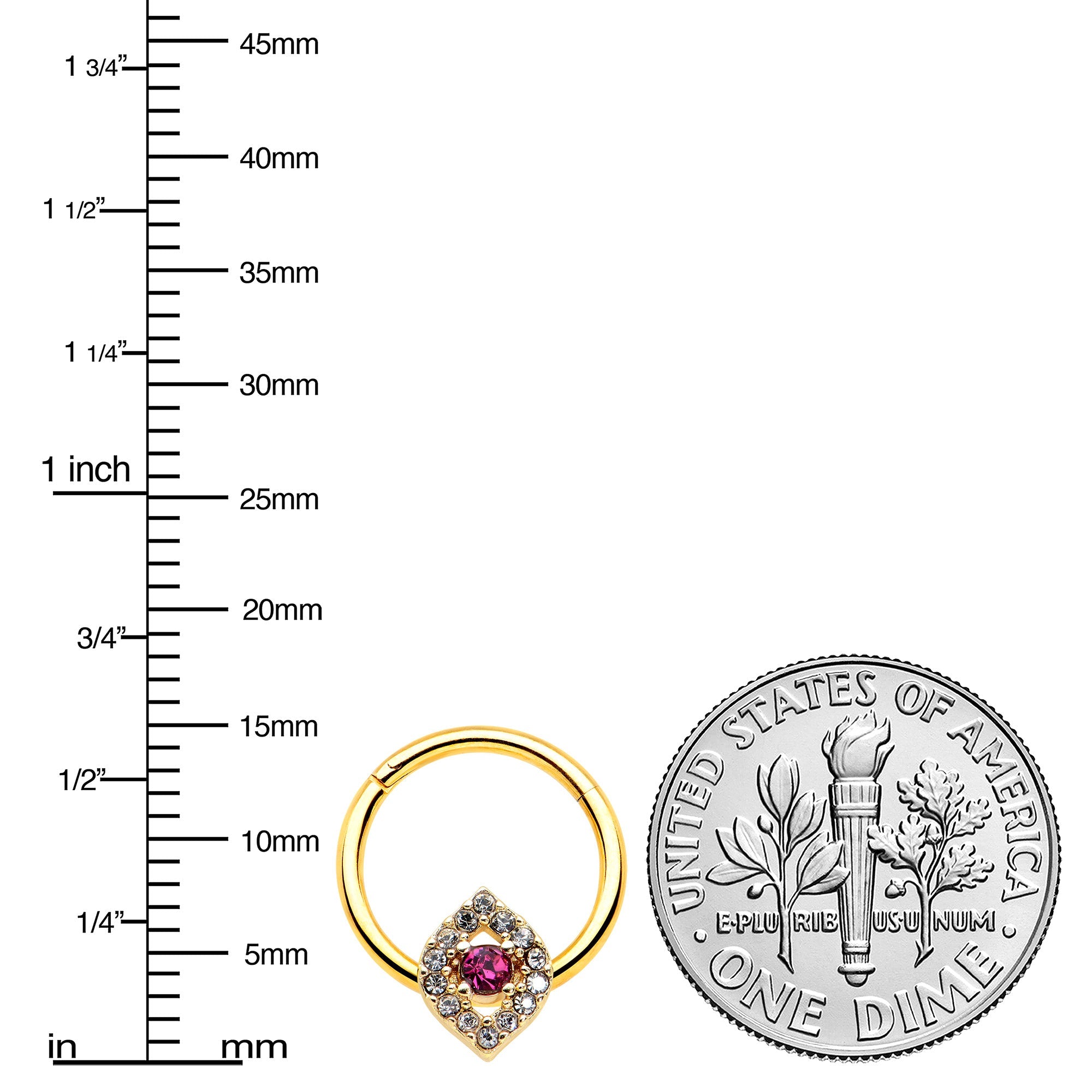 BodyCandy 16G 3/8 Clear Pink Gem Gold Tone Open Eye Hinged Segment Ring — lifestyle context