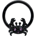 BodyCandy 16G 3/8 Purple Gem Black Chic Crab Hinged Segment Ring — main product shot