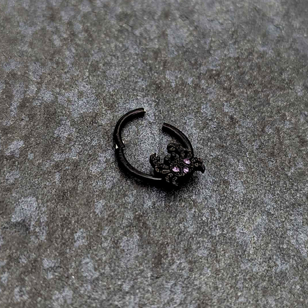 BodyCandy 16G 3/8 Purple Gem Black Chic Crab Hinged Segment Ring — back view