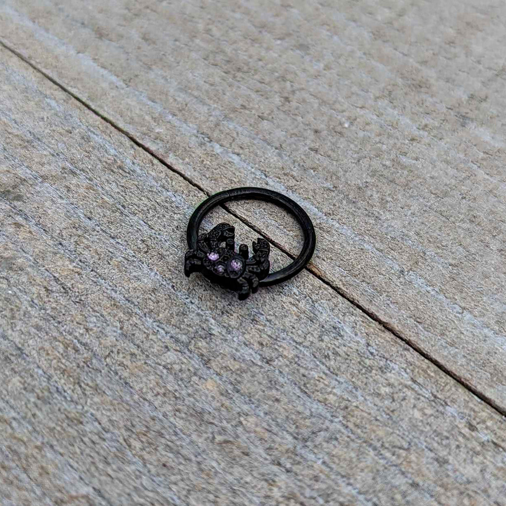 BodyCandy 16G 3/8 Purple Gem Black Chic Crab Hinged Segment Ring — alternative angle