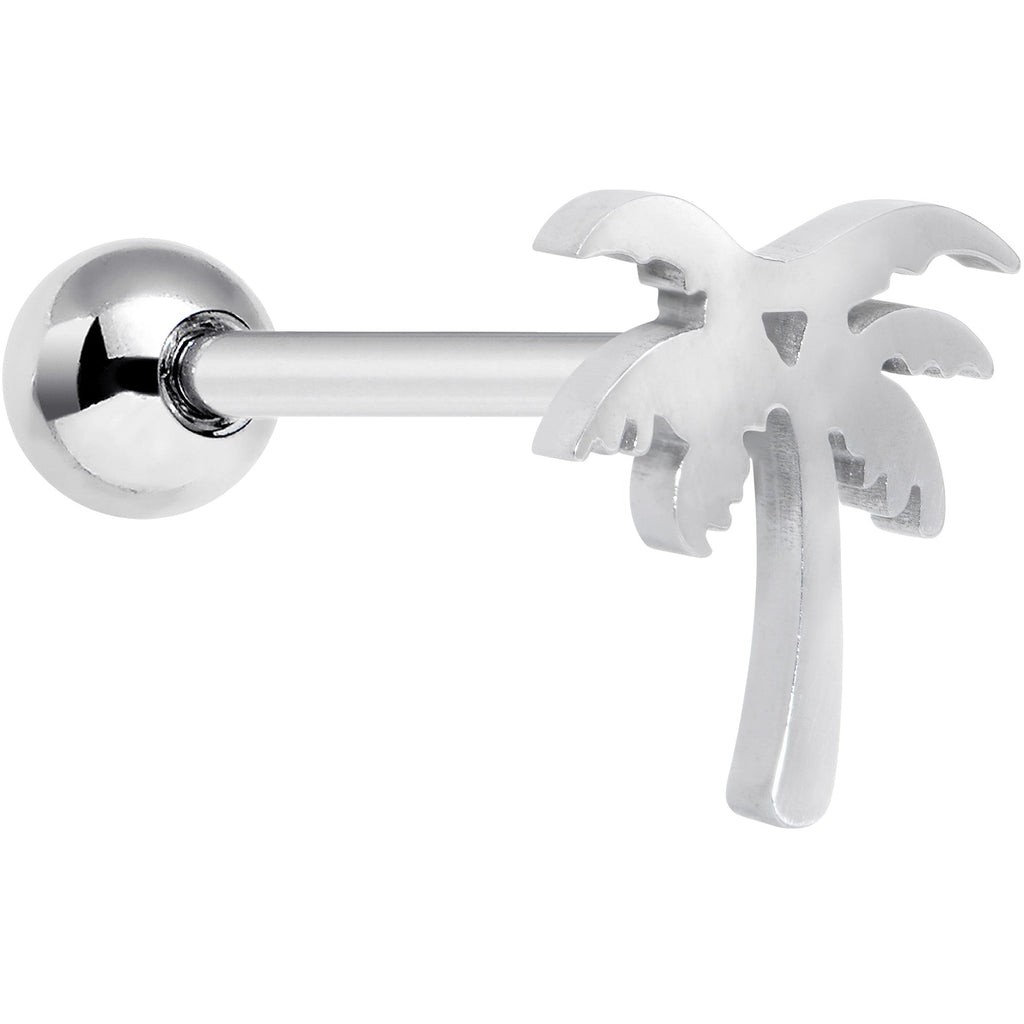 BodyCandy 316L Surgical Steel Tropically Trendy Palm Tree Barbell Tongue Ring — main product shot