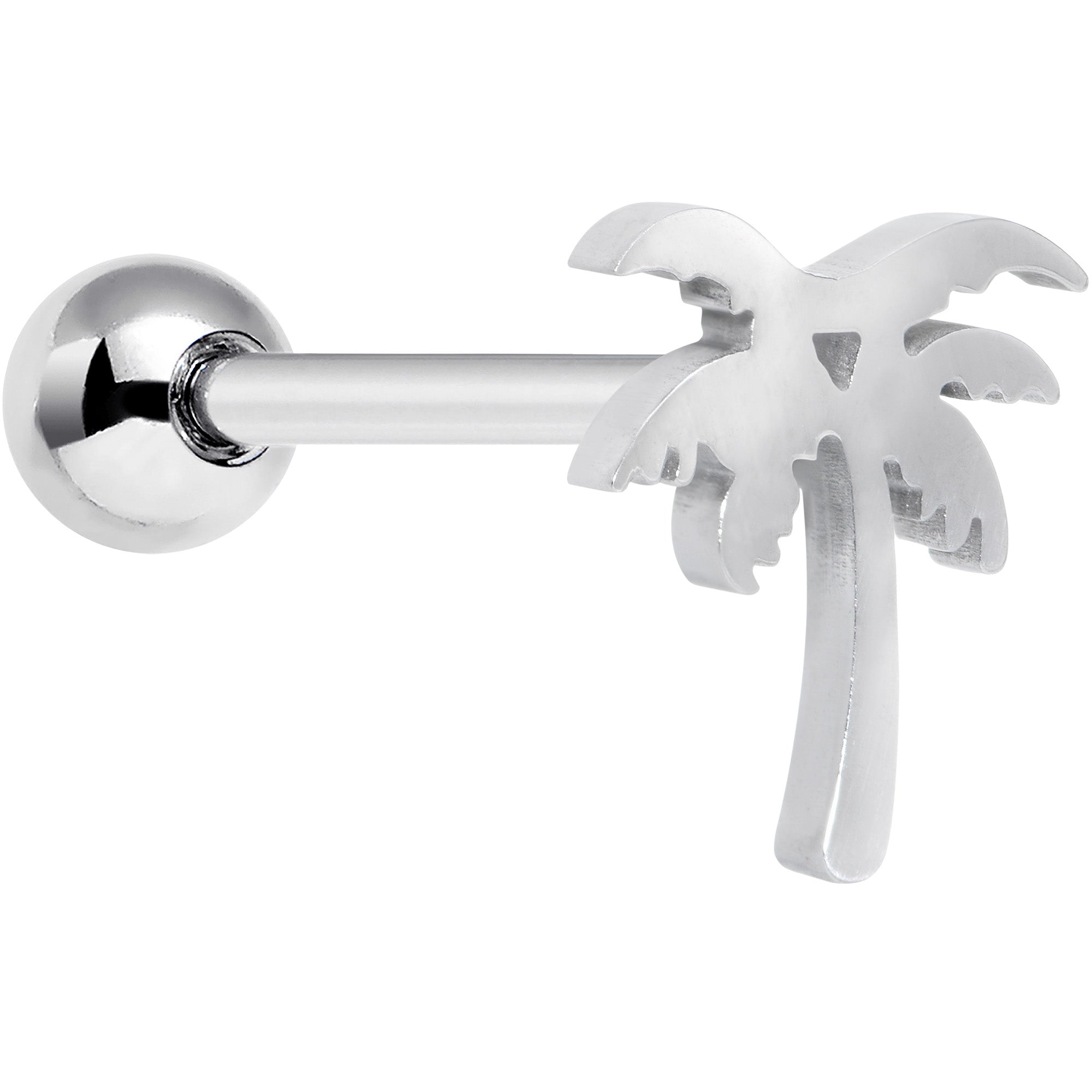 BodyCandy 316L Surgical Steel Tropically Trendy Palm Tree Barbell Tongue Ring — main product shot