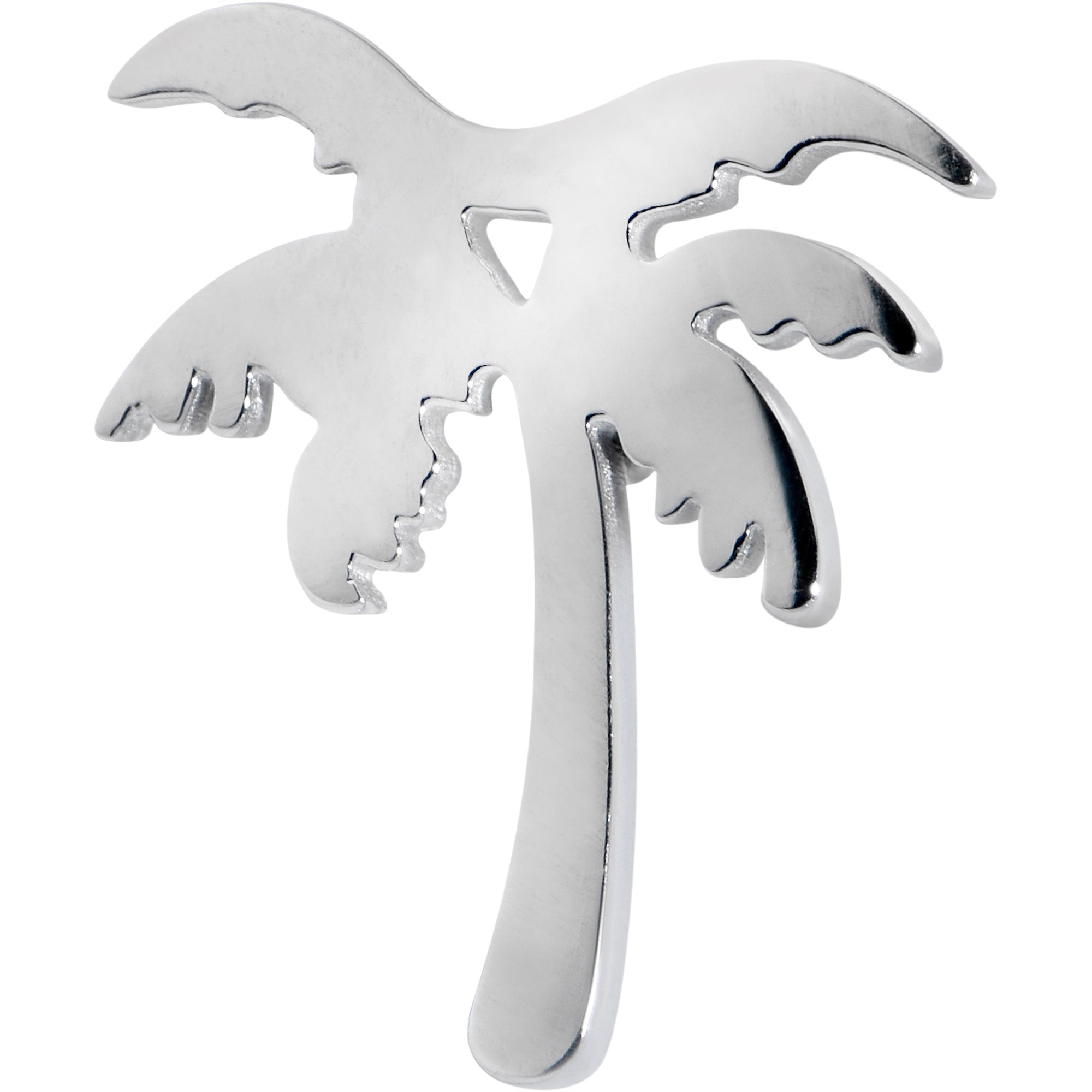 BodyCandy 316L Surgical Steel Tropically Trendy Palm Tree Barbell Tongue Ring — detail close-up