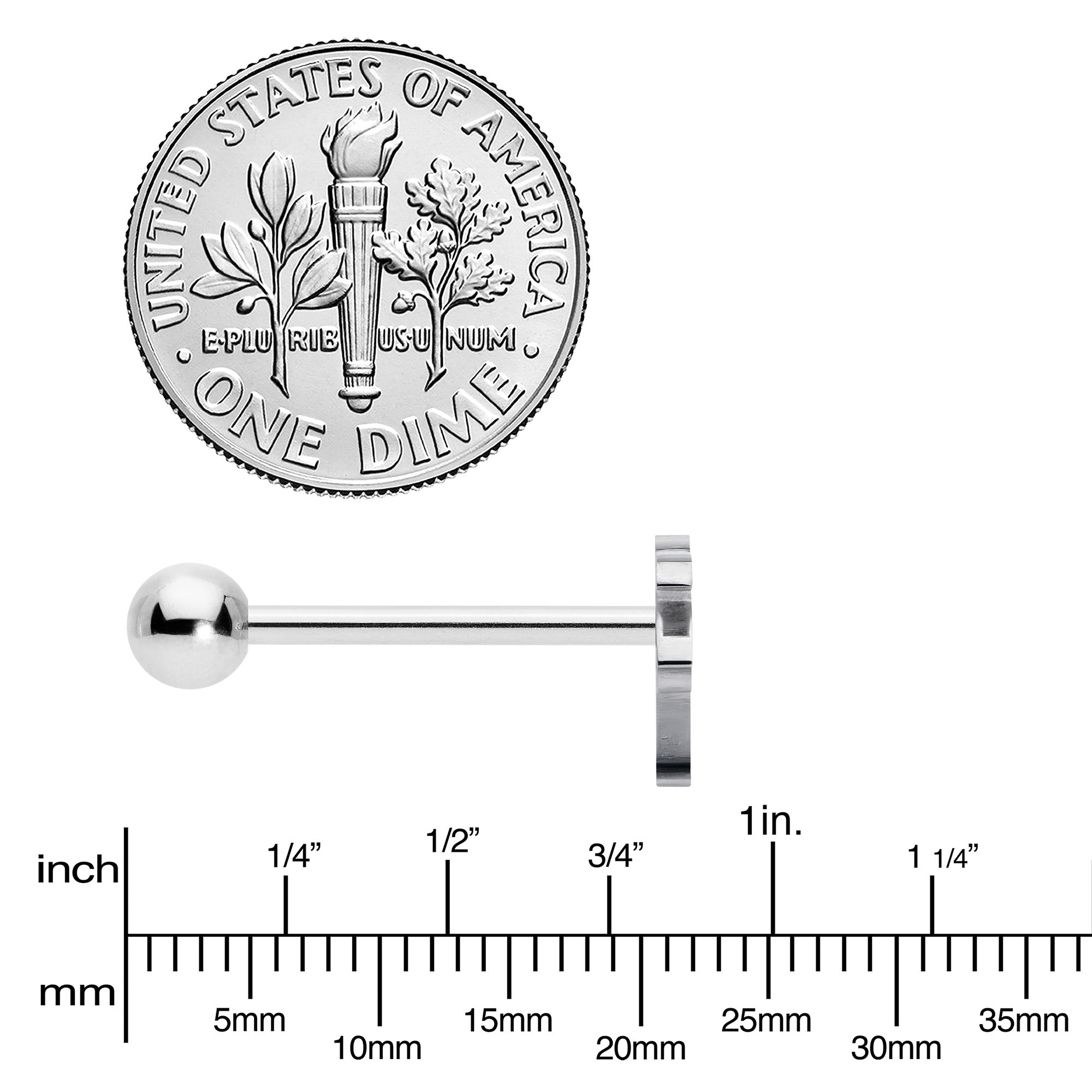 BodyCandy 316L Surgical Steel Tropically Trendy Palm Tree Barbell Tongue Ring — side view