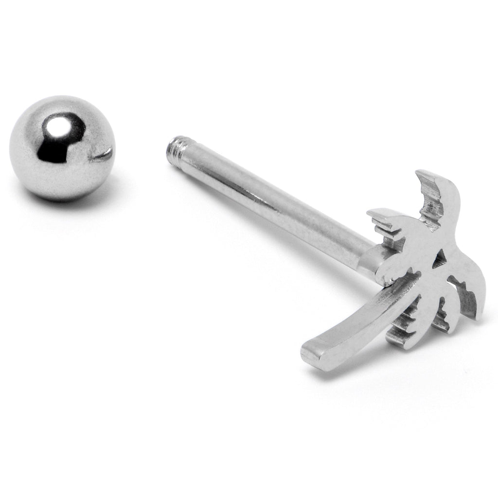 BodyCandy 316L Surgical Steel Tropically Trendy Palm Tree Barbell Tongue Ring — alternative angle