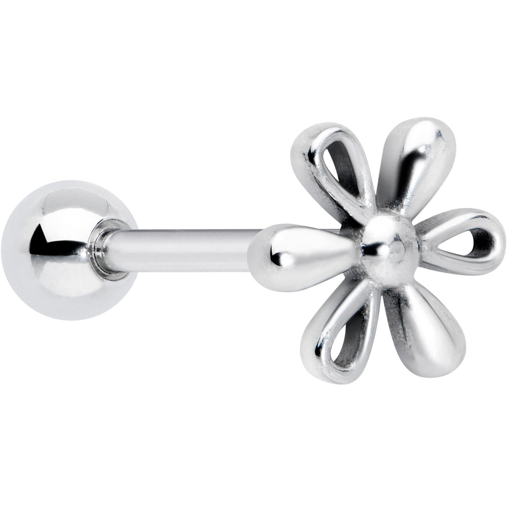 BodyCandy 316L Surgical Steel Loopy Hippie Flower End Barbell Tongue Ring — main product shot
