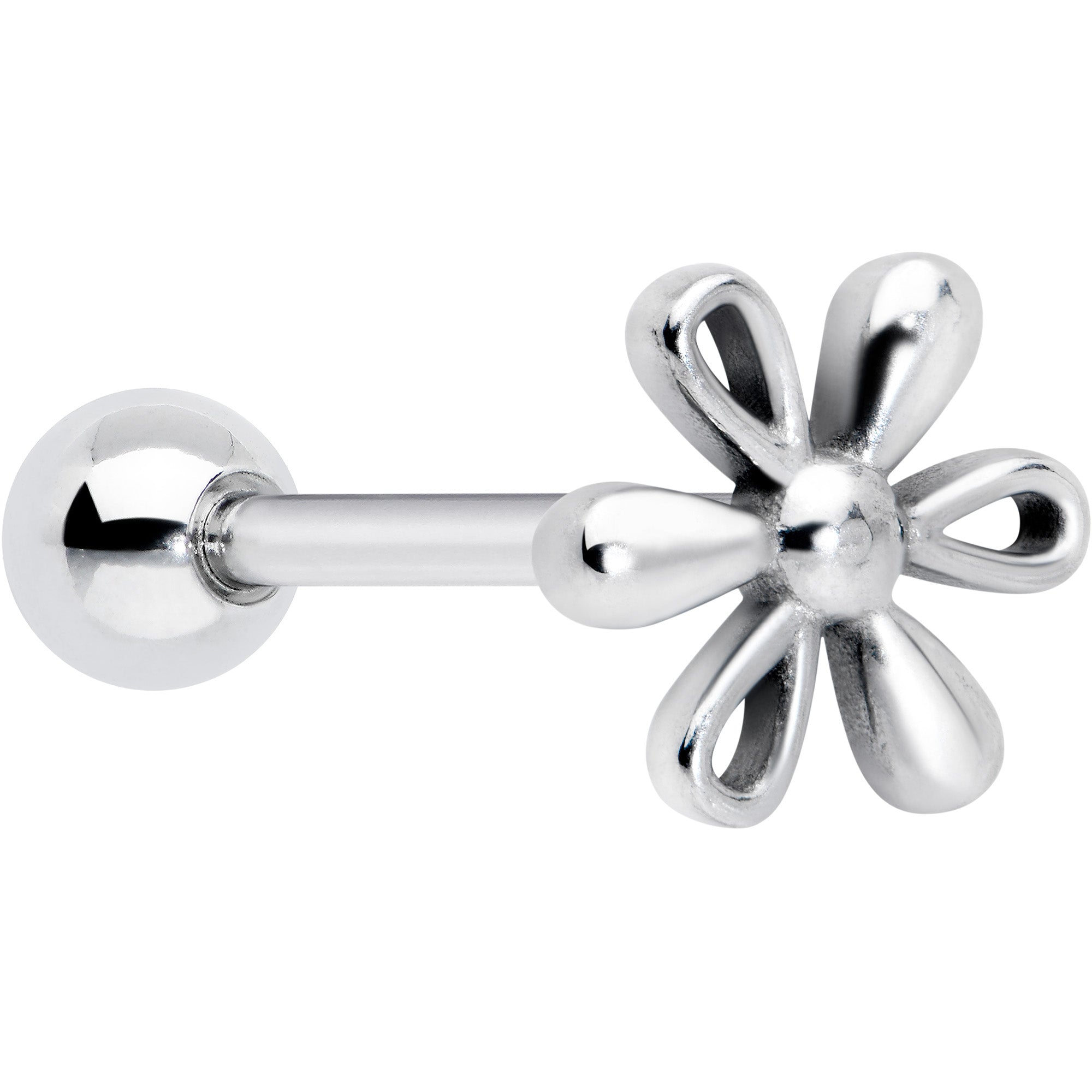 BodyCandy 316L Surgical Steel Loopy Hippie Flower End Barbell Tongue Ring — main product shot