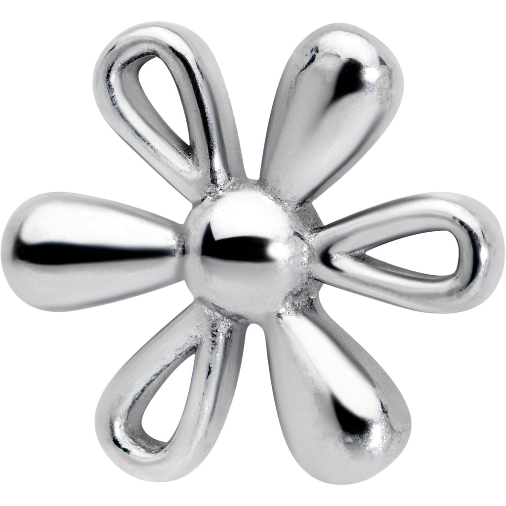 BodyCandy 316L Surgical Steel Loopy Hippie Flower End Barbell Tongue Ring — detail close-up
