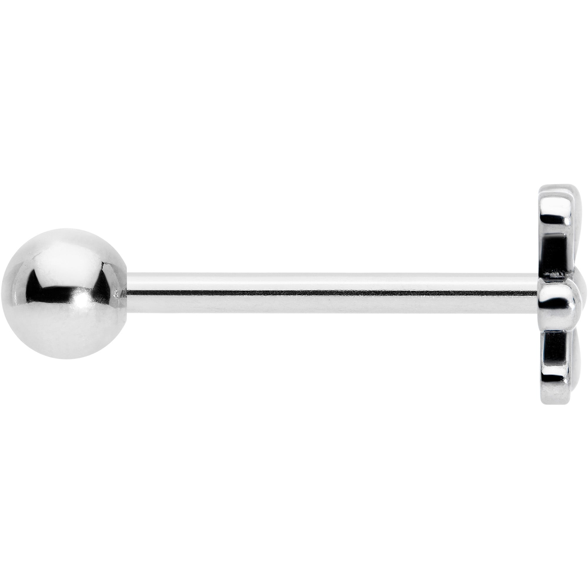 BodyCandy 316L Surgical Steel Loopy Hippie Flower End Barbell Tongue Ring — lifestyle context