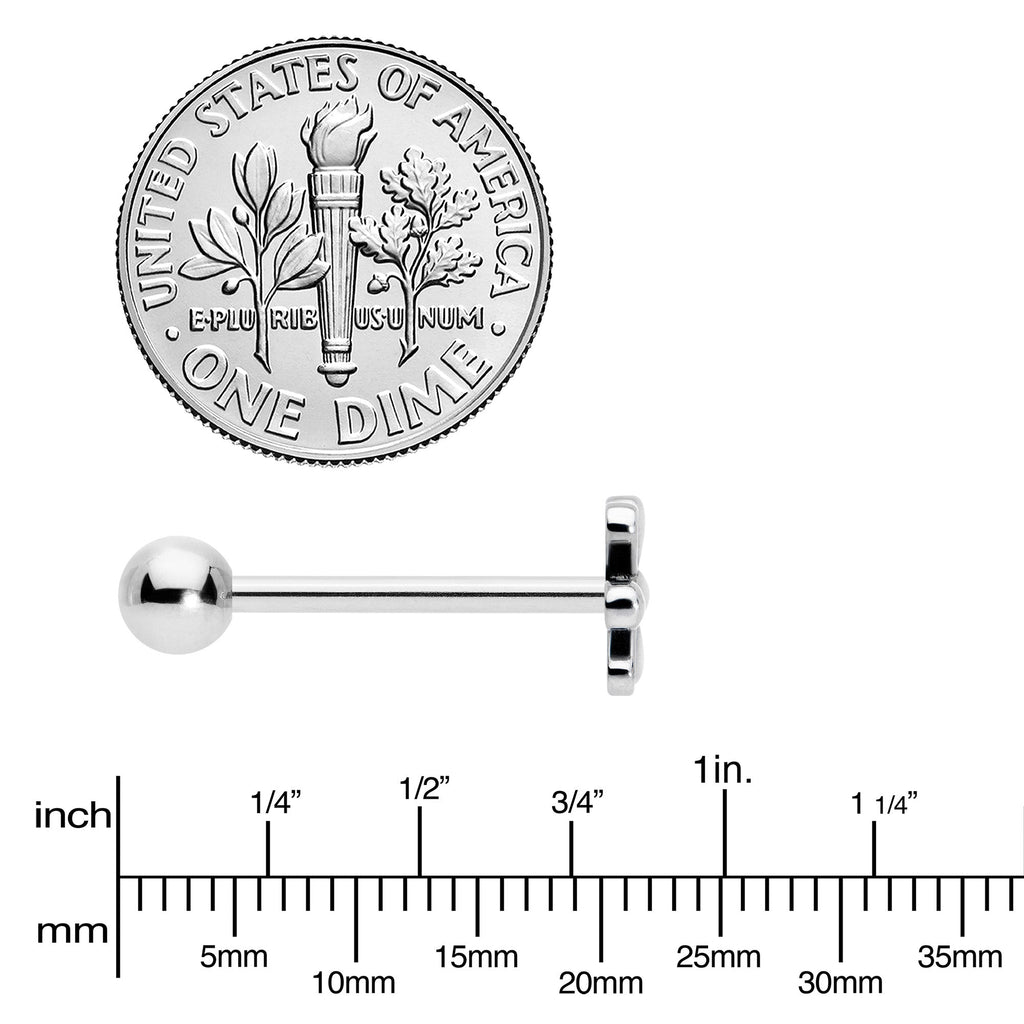 BodyCandy 316L Surgical Steel Loopy Hippie Flower End Barbell Tongue Ring — side view