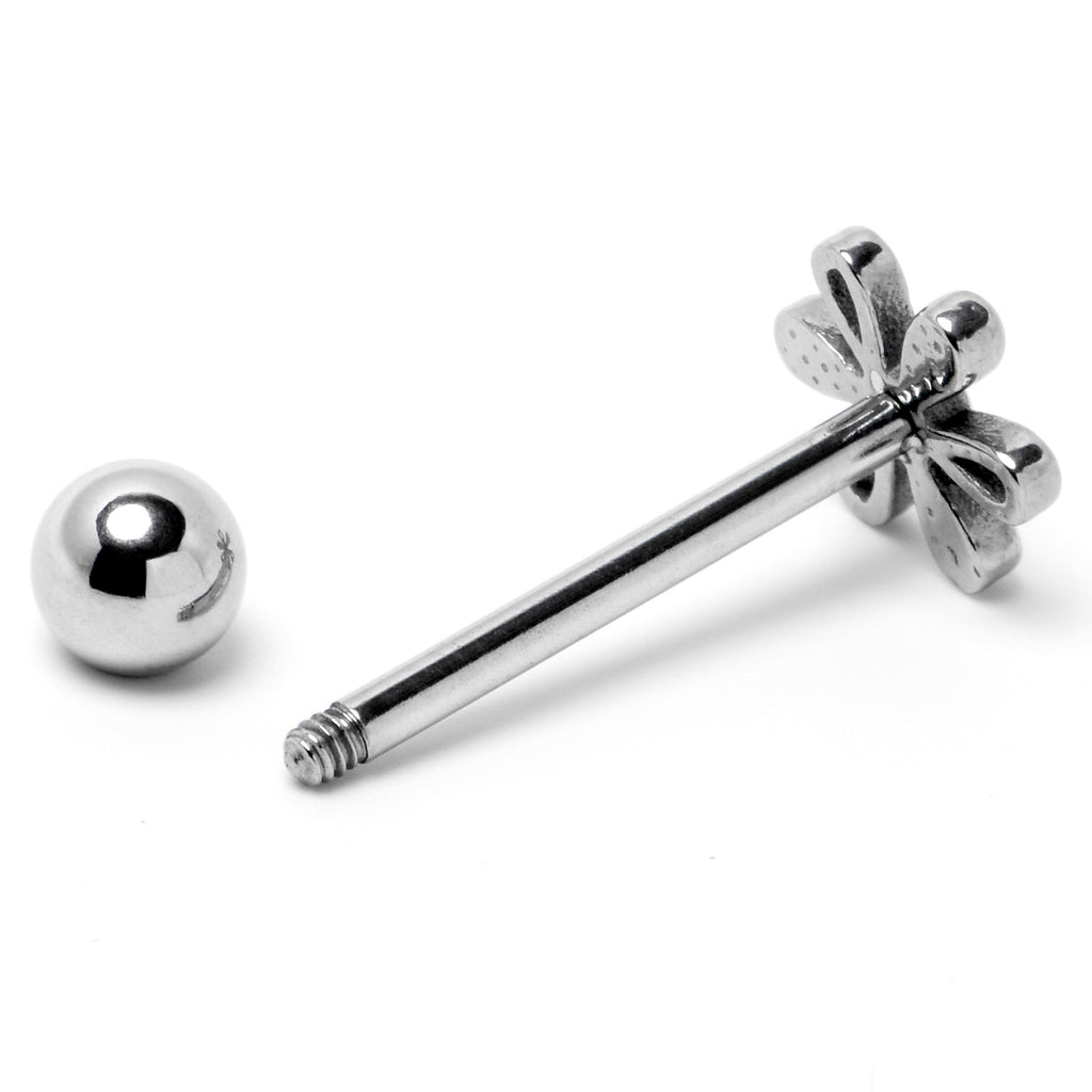 BodyCandy 316L Surgical Steel Loopy Hippie Flower End Barbell Tongue Ring — alternative angle