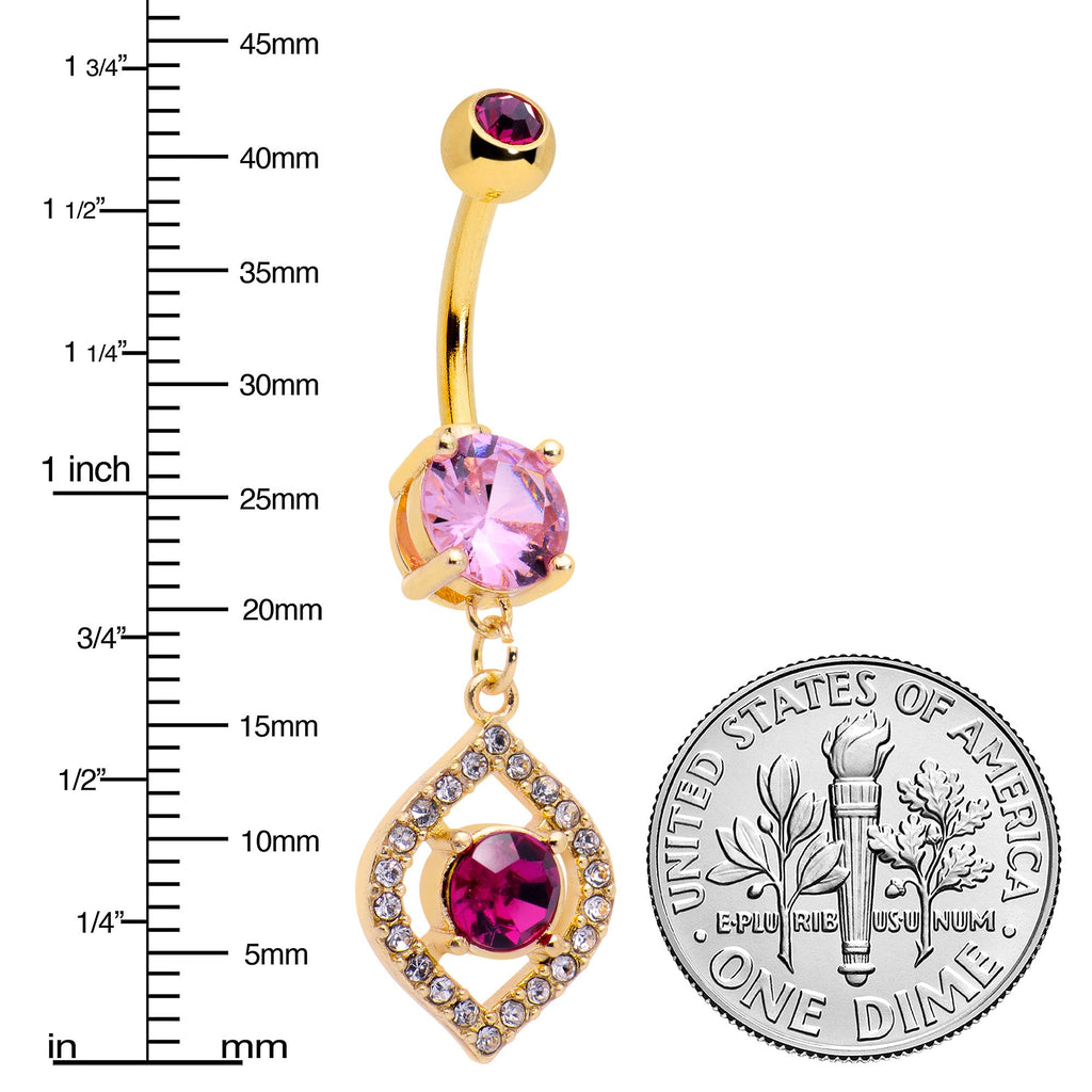 BodyCandy Clear Pink Gem Gold Tone Open Eye Dangle Belly Ring — lifestyle context