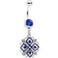 BodyCandy Clear Blue Gem Embellished Cross Dangle Belly Ring — main product shot