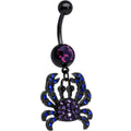 BodyCandy Blue Purple Gem Black Chic Crab Dangle Belly Ring — main product shot