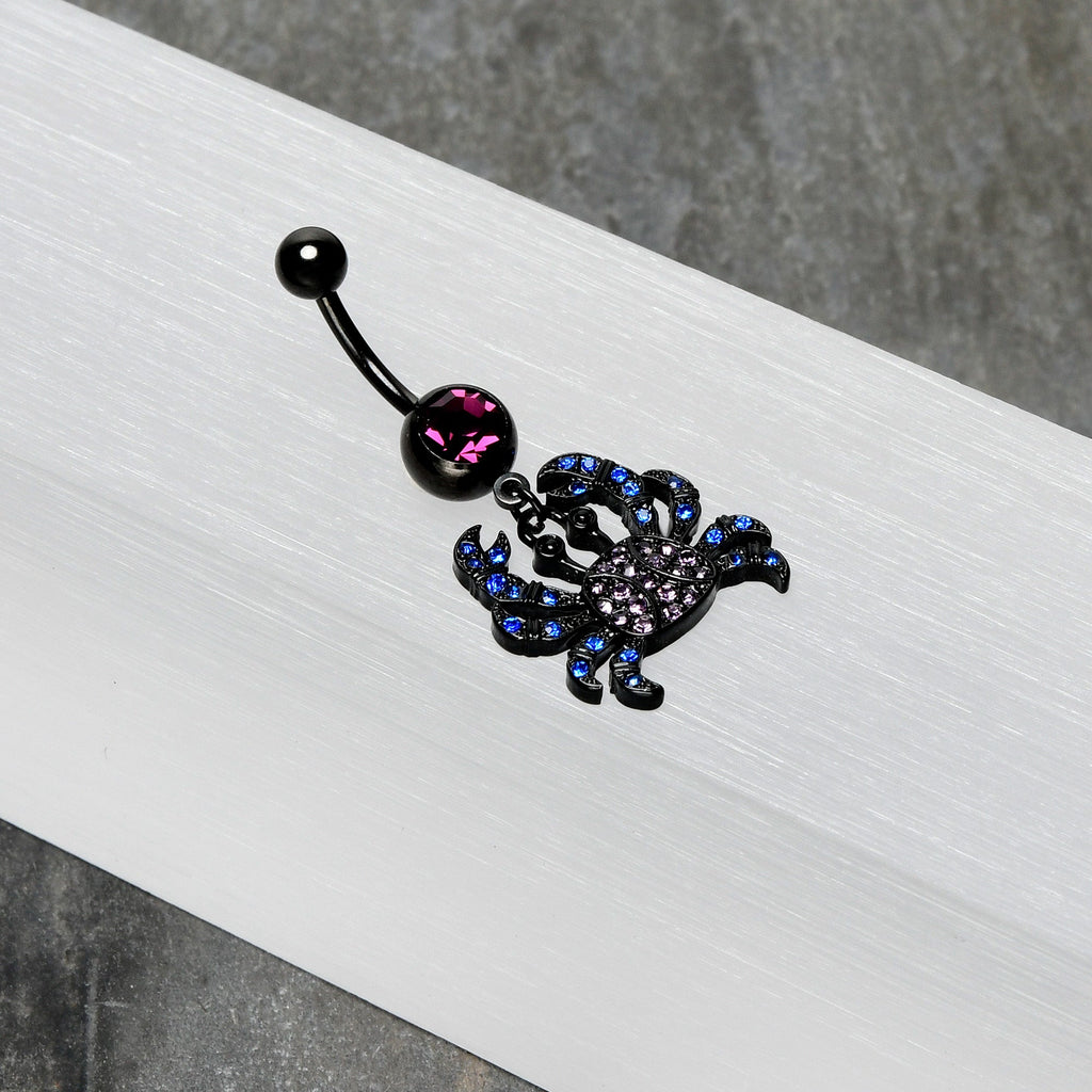 BodyCandy Blue Purple Gem Black Chic Crab Dangle Belly Ring — alternative angle