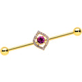 BodyCandy 14G Clear Pink Gem Gold Tone Open Eye Industrial Barbell 38mm — main product shot