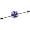 BodyCandy 14G Clear Blue Gem Embellished Cross Industrial Barbell 38mm — main product shot