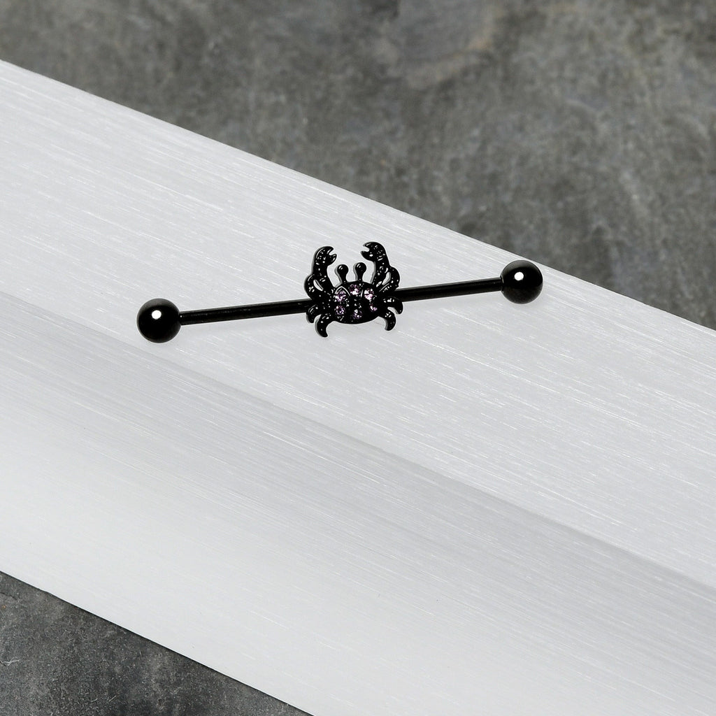 BodyCandy 14G Purple Gem Black Chic Crab Industrial Barbell 38mm — alternative angle
