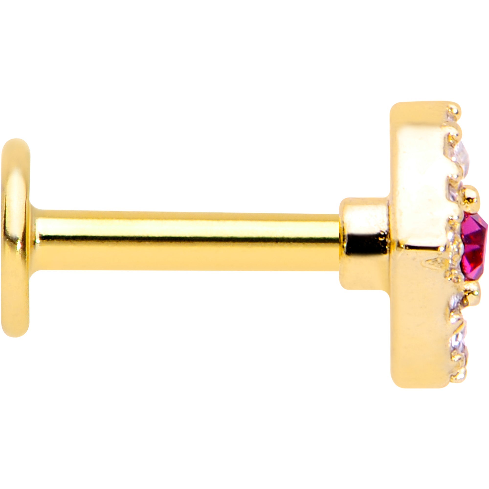 BodyCandy 16G 1/4 Clear Pink Gem Gold Tone Open Eye Labret — lifestyle context