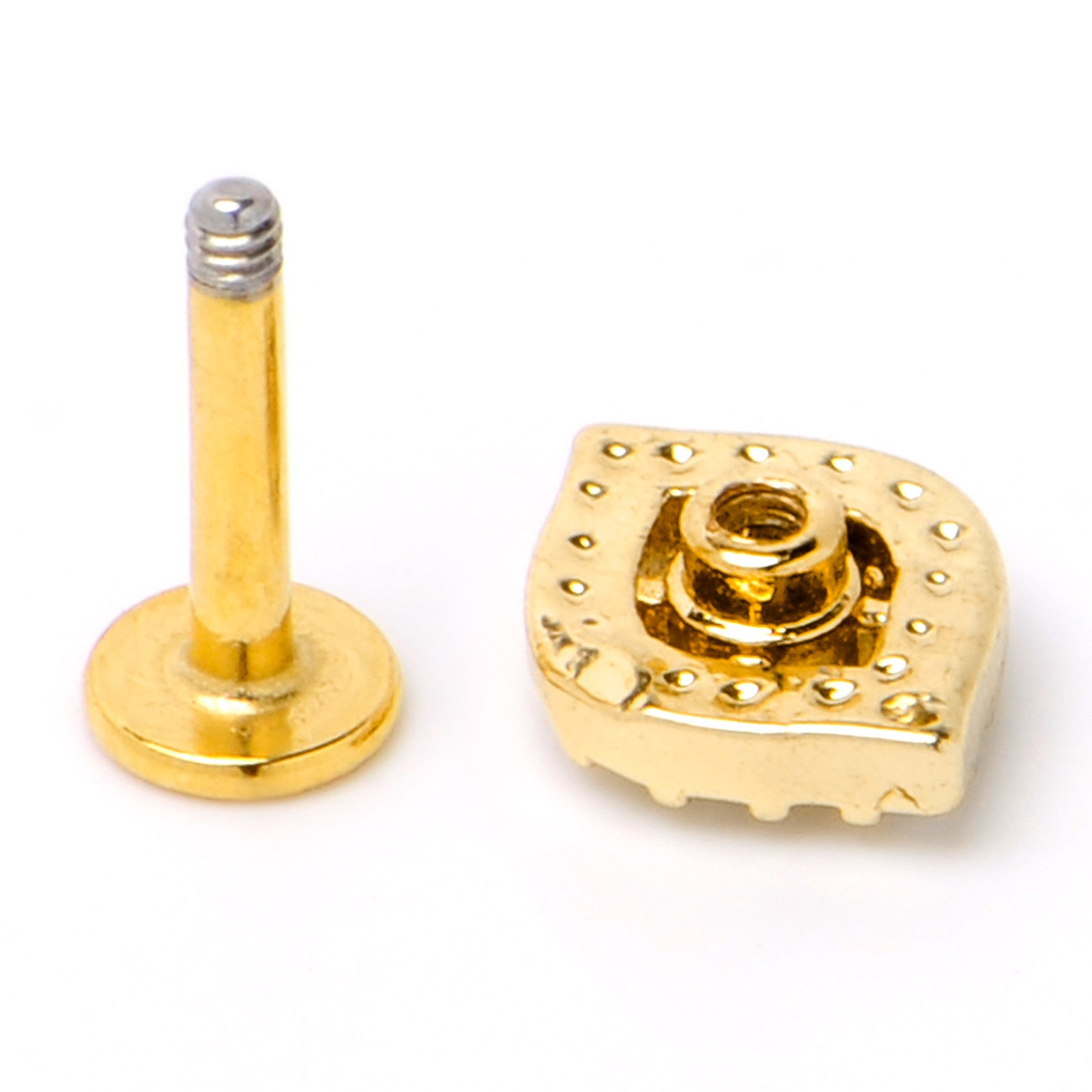 BodyCandy 16G 1/4 Clear Pink Gem Gold Tone Open Eye Labret — alternative angle
